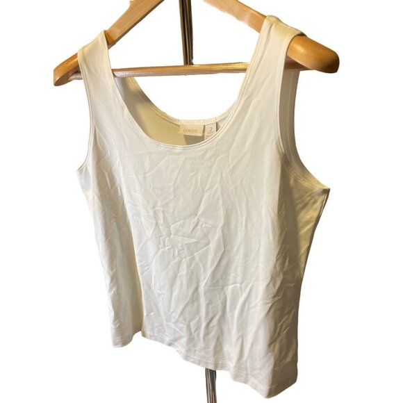 Chico's White Scoop Neck Sleeveless Pullover Tank Top Sz L - Picture 3 of 7